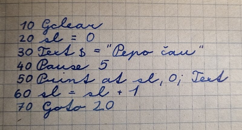 My first program - handwritten BASIC code in notebook